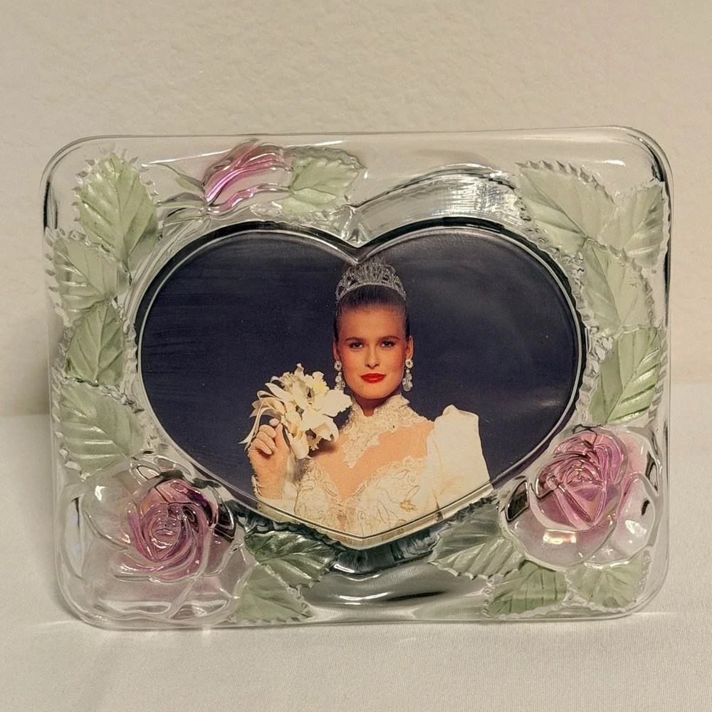 Studio Nova Picture Frame Sz 4x6 Heart Rose Floral Glass Vintage Romantic Decor